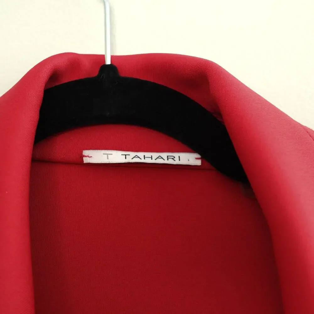 TAHARI Red Lightweight Stretchy Scuba Moto Zipper Jacket Blazer Women's Size XS - Picture 3 of 10